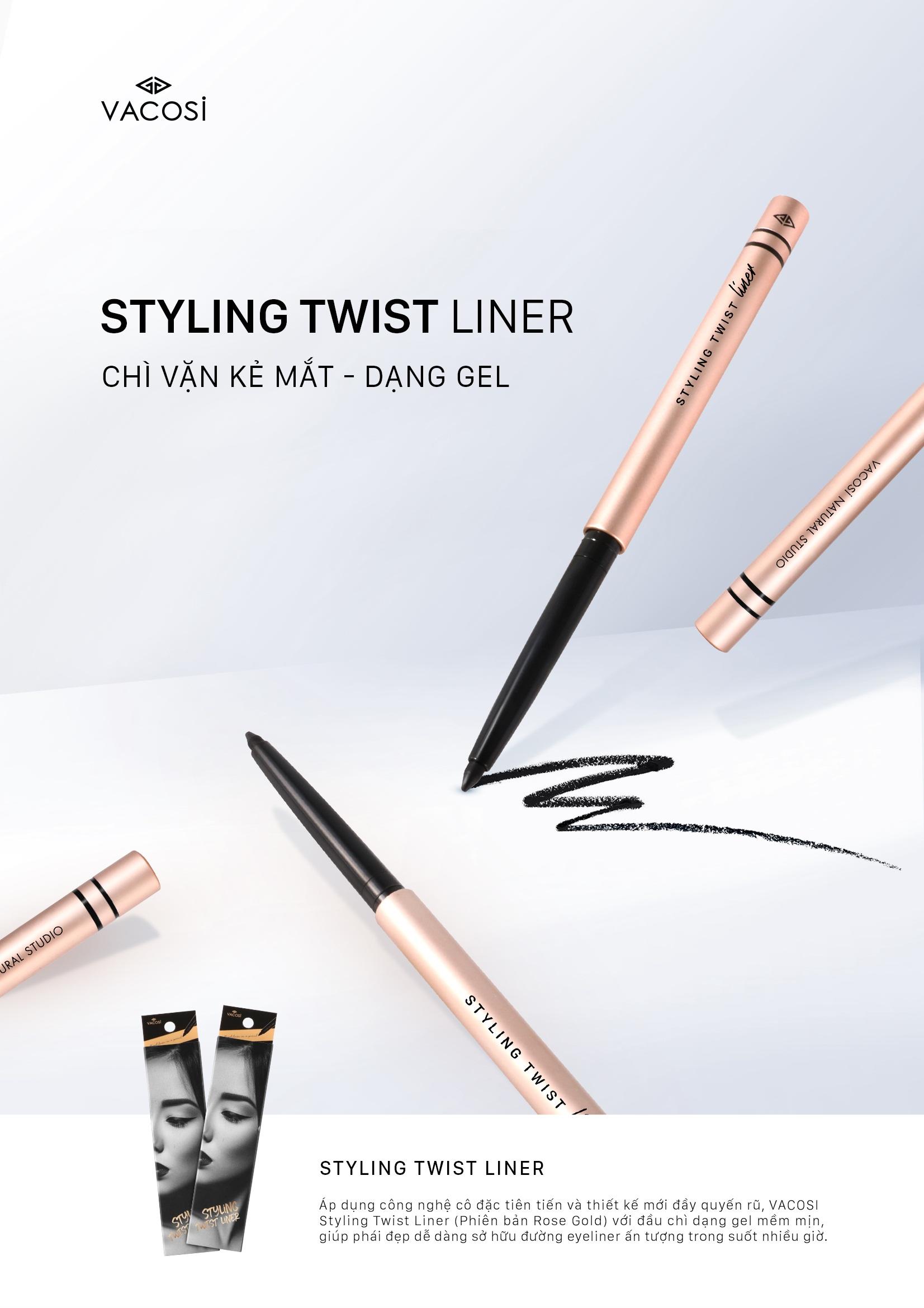 Chì Vặn Kẻ Mắt Dạng Gel Vacosi Styling Twist Liner 5ml [Bản Gold]