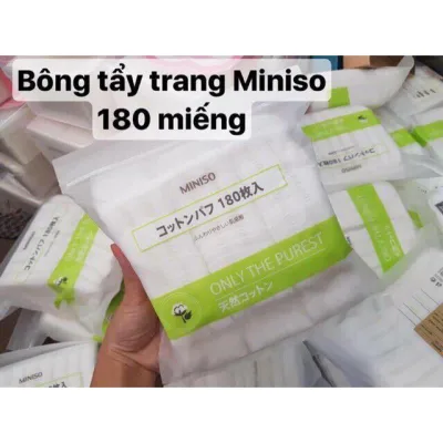 Bông tẩy trang Miniso Nhật Bản túi zip gói 180 miếng