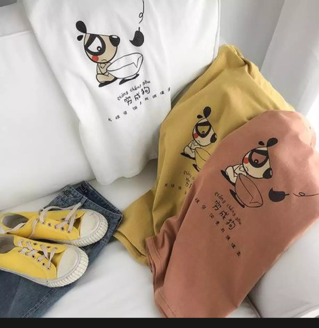 Áo thun nữ form rộng Hàn quốc in hình Chó Gong Gong dễ thương vải dày mịn mát