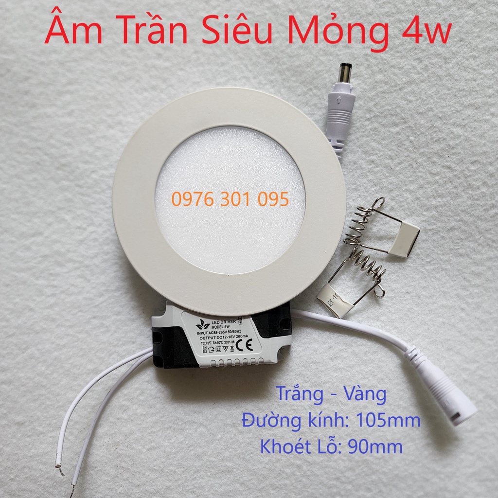 Đèn Led Âm Trần 4w Siêu Mỏng (phi 90mm)