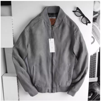Áo Khoác Bomber Da Lộn, Chất Da Lộn Mềm Mượt, Chống Nước Nhẹ, Năng Động,