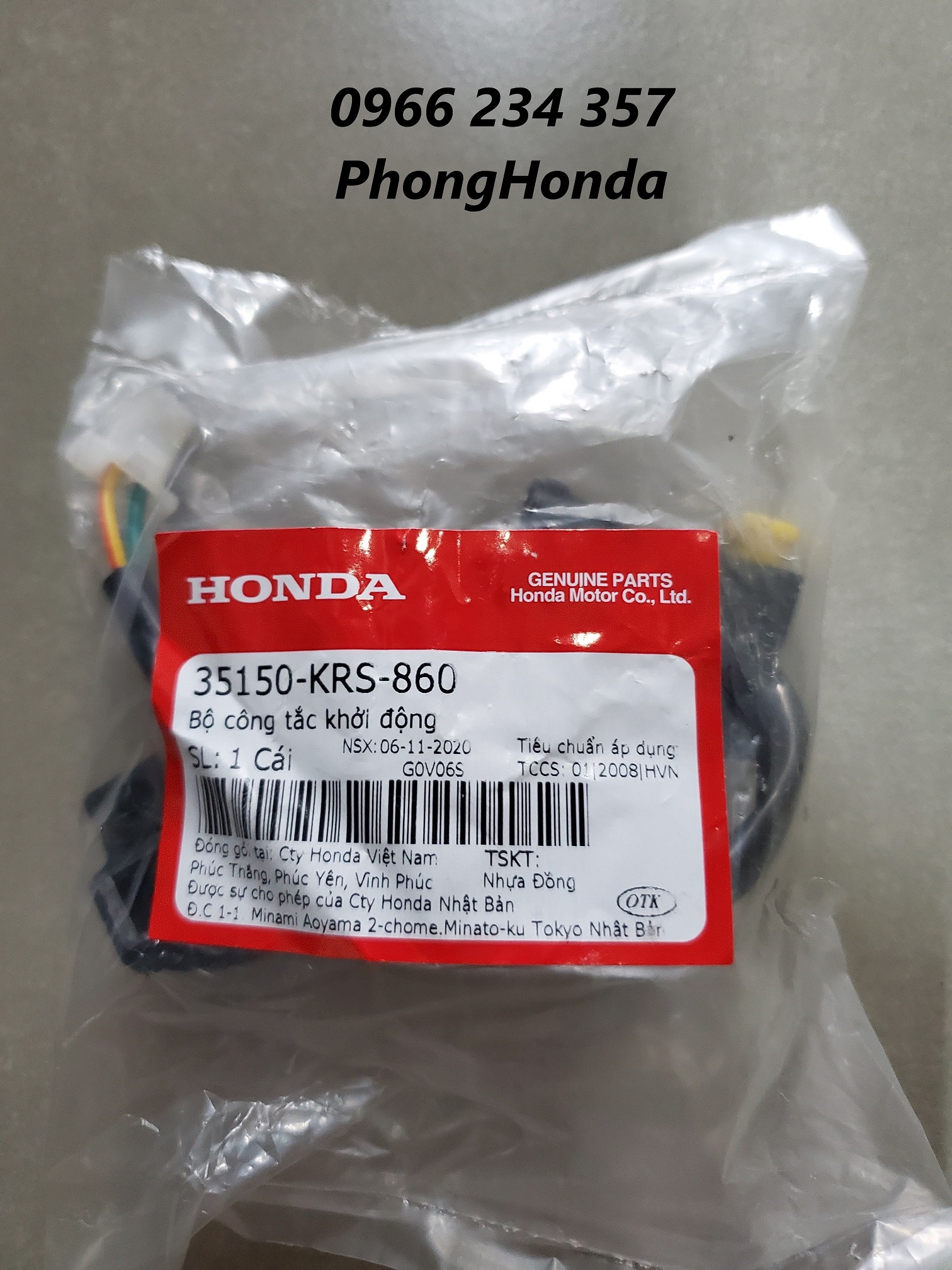 Công tắc đề wave alpha nhỏ, wave ZX chính hiệu honda