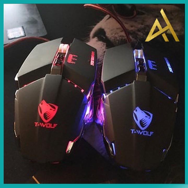 Chuột máy vi tính laptop mouse chơi game t-wolf v7 đèn led - chuột gaming có dây chuyên game
