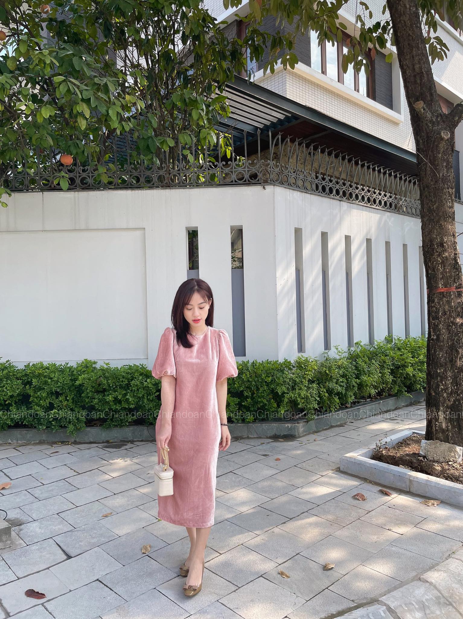 [CHIANDOAN ORDER] Váy Resy nhung tay phồng cách điệu