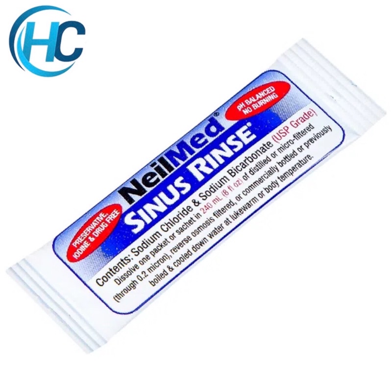 Bình rửa mũi NEILMED Sinus Rinse (1 bình Tặng kèm 10 gói muối rửa)