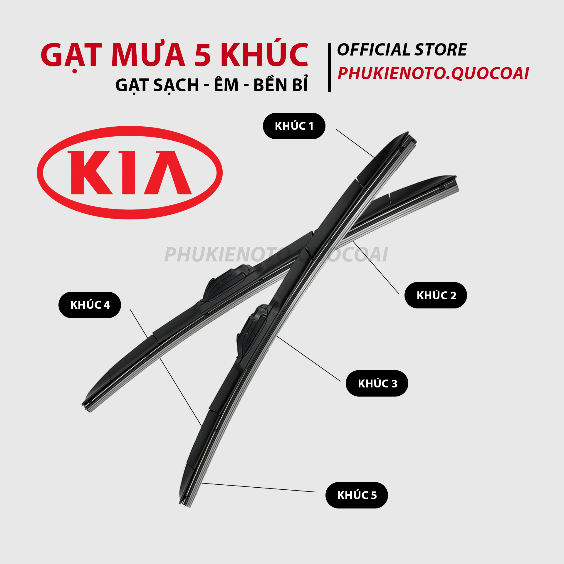 Gạt mưa 5 khúc xe hơi, gạt mưa oto kia morning, k3, cerato, sedona, forte, sorento, rio, carens,...