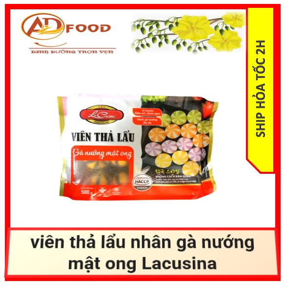 viên thả lẩu nhân gà nướng mật ong Lacusina gói 500g