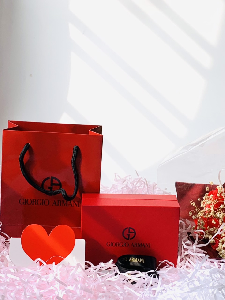 Set túi hộp đựng son Giorgio Armani (Màu đỏ)