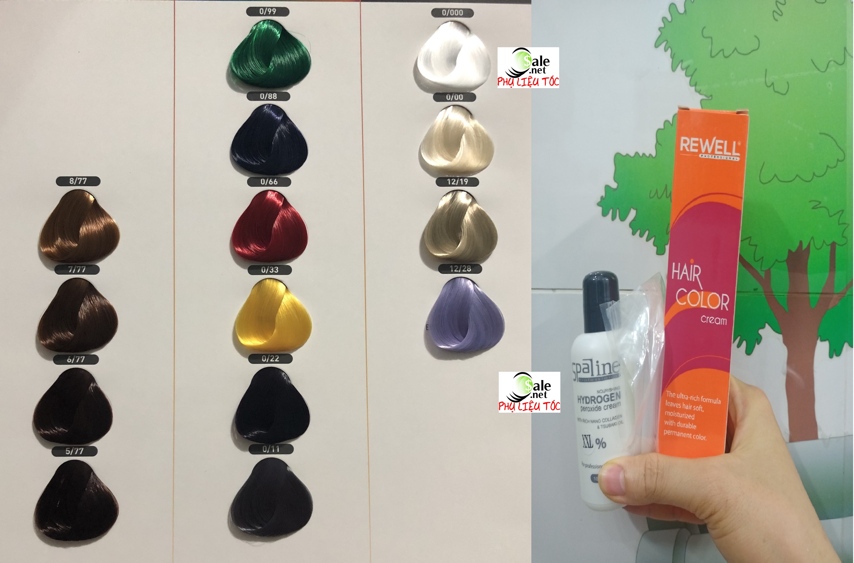 [rewell003] Màu nhuộm tóc Rewell có kèm theo oxy trợ nhuộm và bao tay