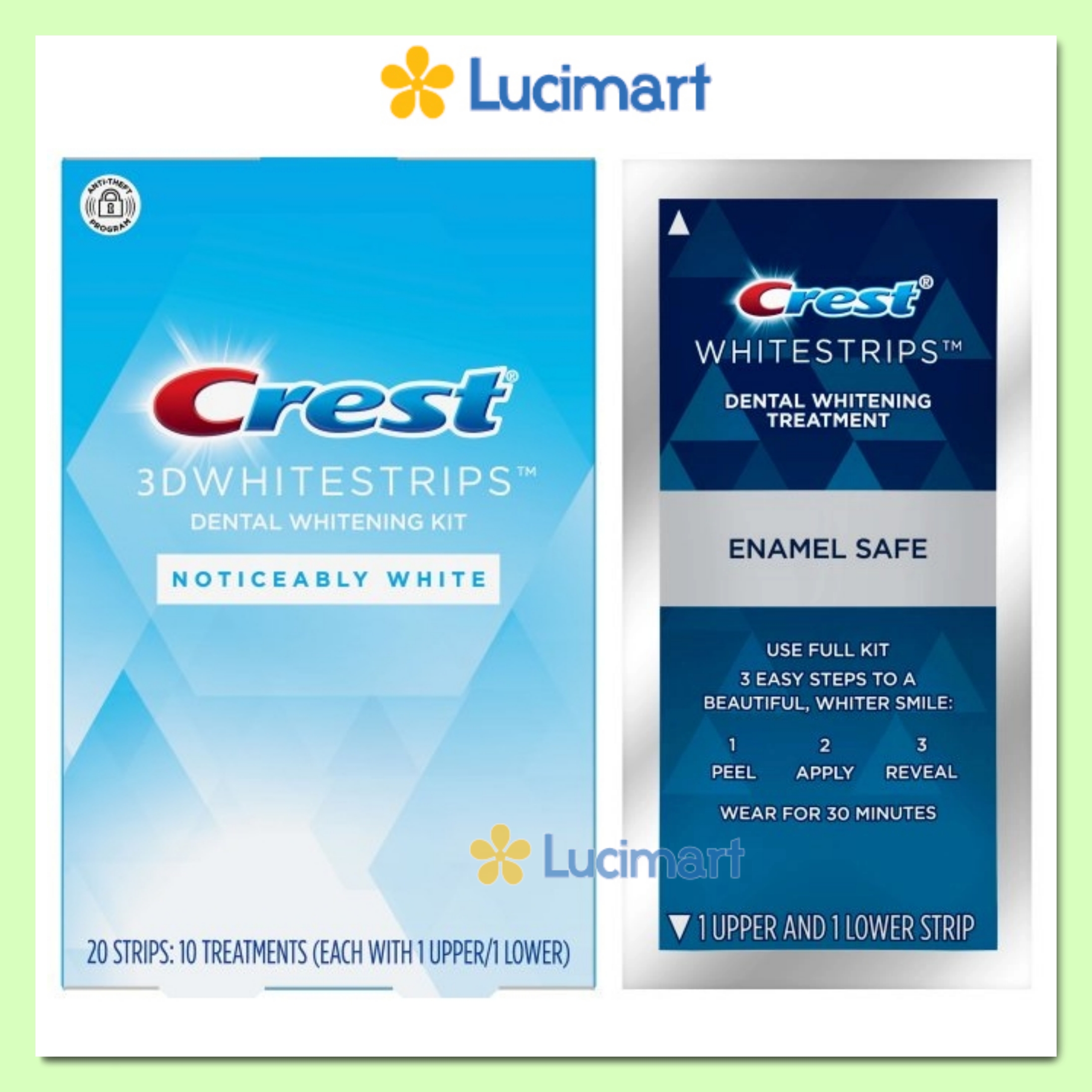 Miếng dán trắng răng Crest 3D Whitestrips Noticeably White [Hàng Mỹ]