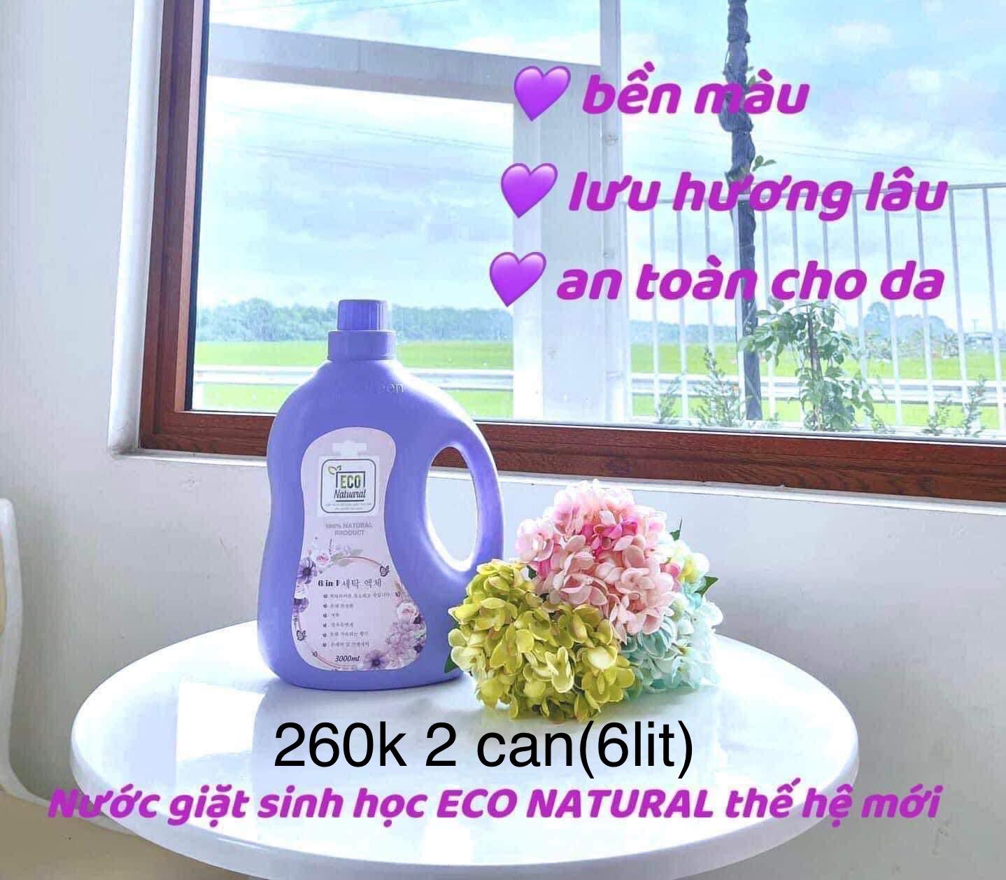 Túi Nước giặt xả ECO NATUARAL hương hoa - 2 túi 6 lít