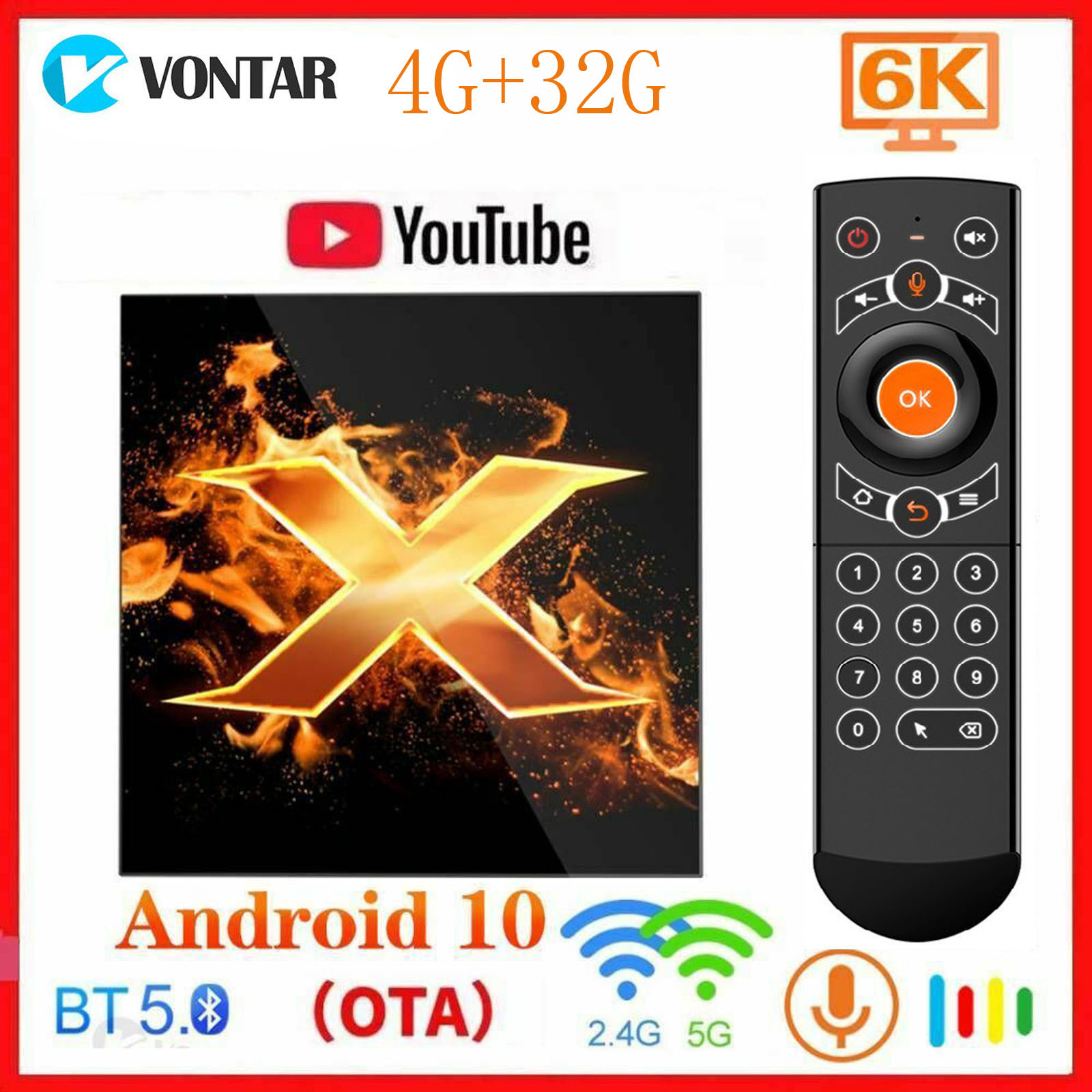 VONTAR X1 TV Box Android 10 TVBOX support 6K 4G+32G 2.4G&5G wifi AC