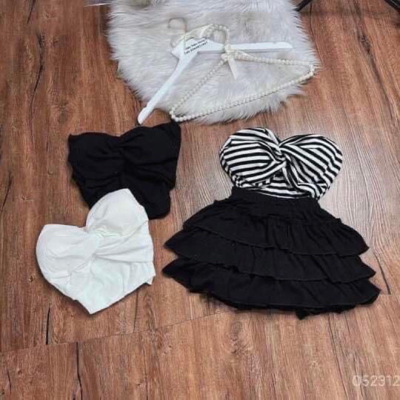 Áo ống croptop xoắn nơ ngực