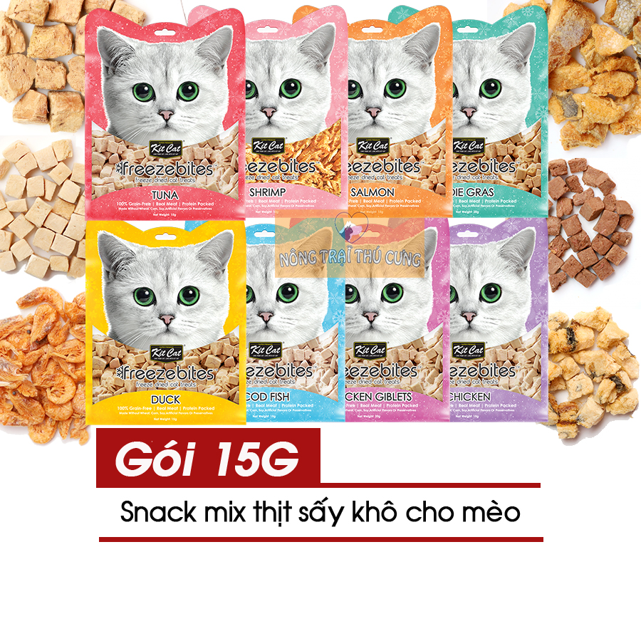 Snack Thịt Sấy Khô Cho Mèo Kitcat Freezebites 15g - [Nông Trại Thú Cưng]