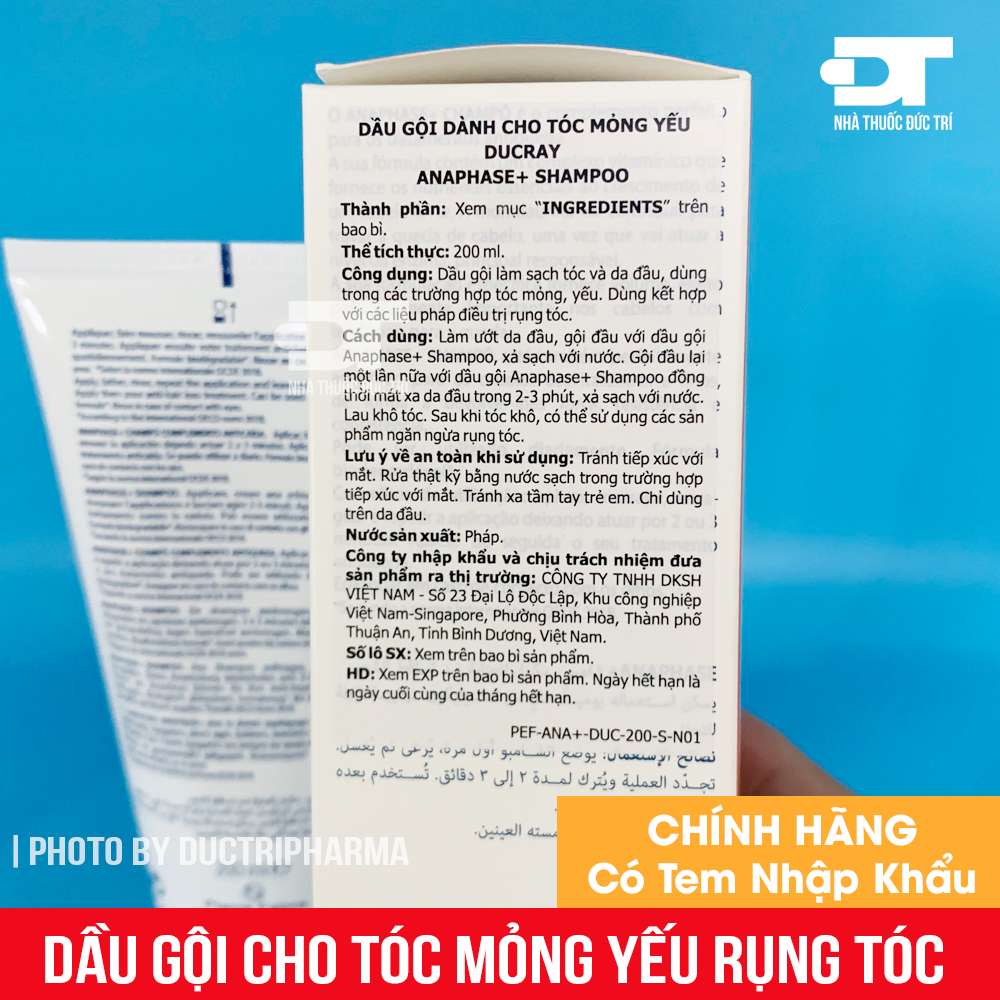 Dầu gội giúp giảm rụng tóc ducray anaphase+ shampoo 200ml