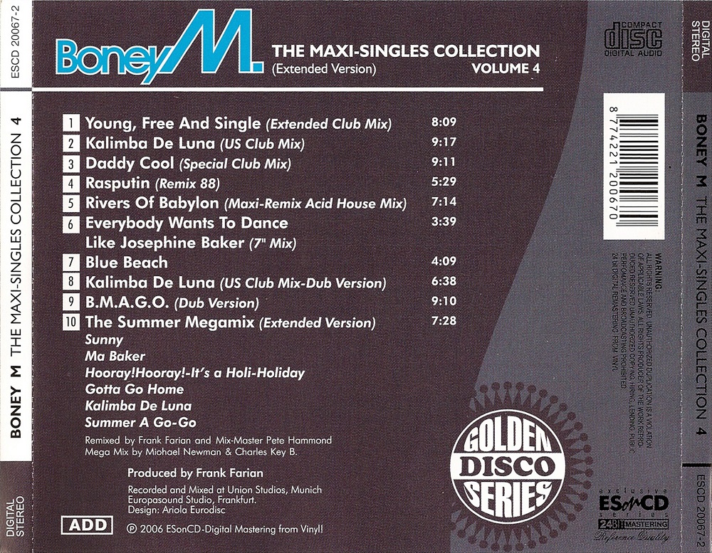 Bộ 9 đĩa cd nhạc Boney M 2