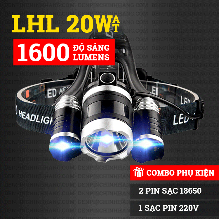 Đèn Pin Đội Đầu Siêu Sáng - 3 Đèn Led Hàng Chất Lượng Cao - Siêu Sáng Nhìn Xuyên Màn Đêm - Cực Kỳ Thích Hợp Cho Việc Đi Vào Ban Đêm - Hàng Chính Hãng Cao Cấp Bảo Hành 1 Đổi 1 Bởi Nhà Hàng Miền Đông Store