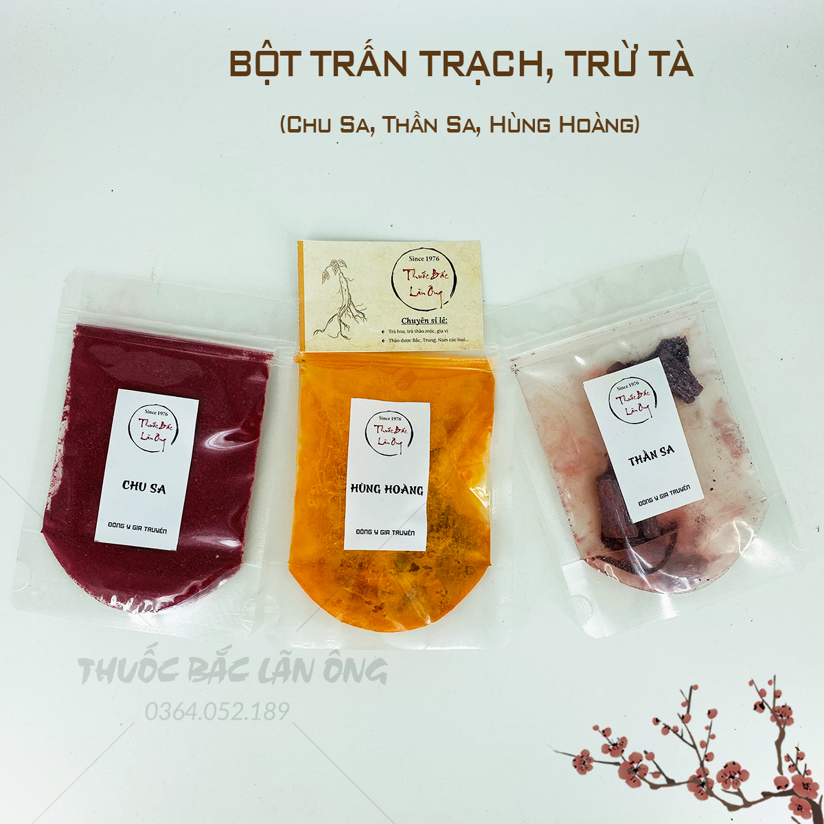 Set Trấn Trạch, Tẩy Uế (Chu Sa, Thần Sa, Hùng Hoàng Mỗi Loại 10g)