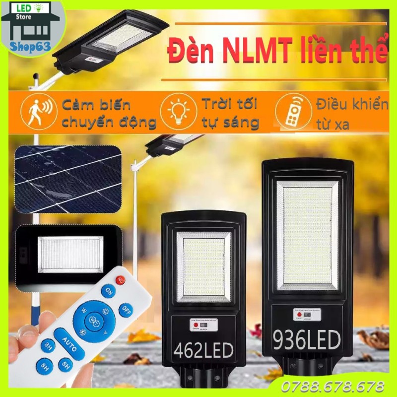 Đèn đường năng lượng mặt trời liền thể cao cấp - ánh sáng trắng siêu sáng (2 tùy chọn 462/936 chip LED - tặng kèm trụ đèn - bảo hành 2 năm)