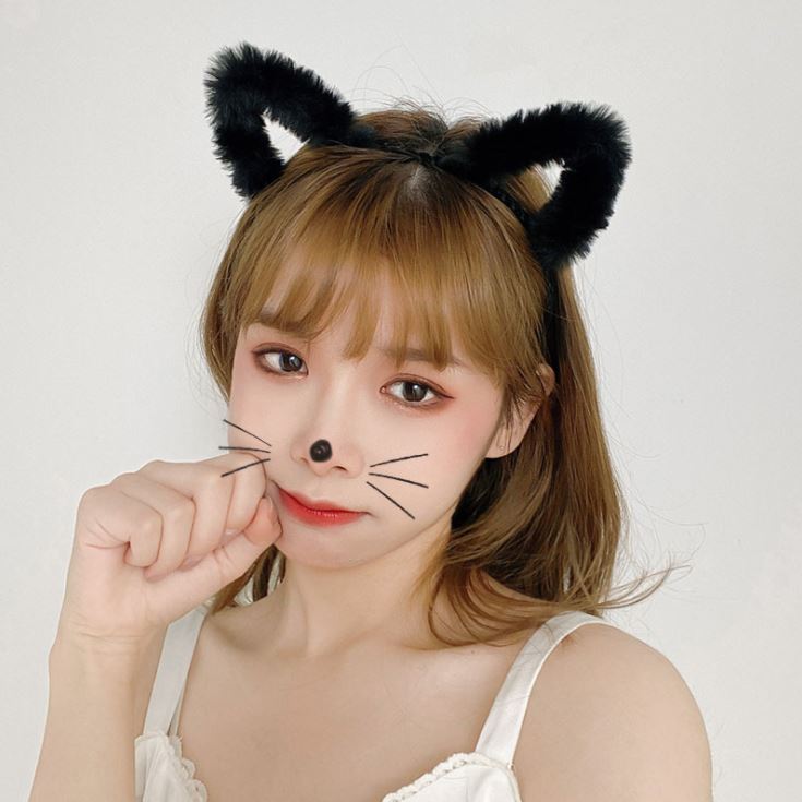 Băng Đô, Bờm Cài Tóc Tai Mèo Trắng Đen Siêu Cute