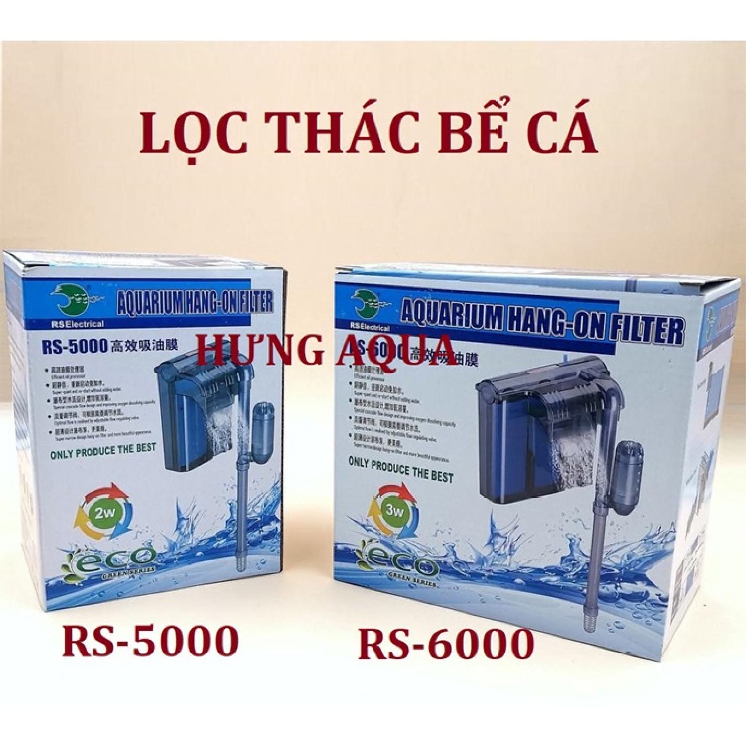 Lọc thác bể cá, lọc bể cá rs 5000, rs 6000, rs 7000 tích hợp lọc váng mỏng đẹp, tiết kiệm điện