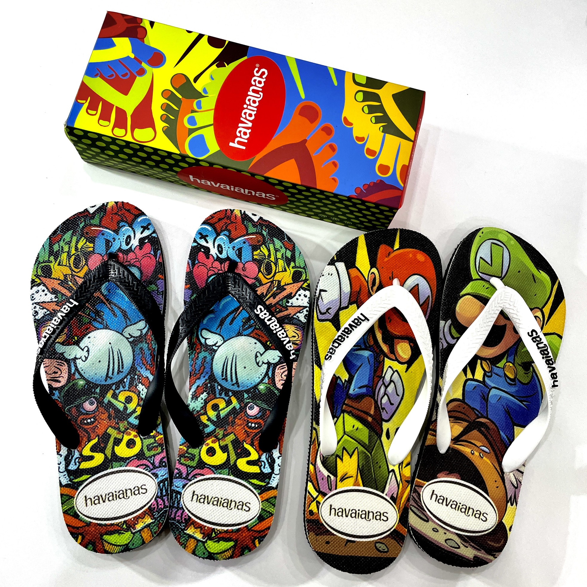 Dép kẹp tông lào xỏ ngón nam Graffiti Mario-Lario, in 3D thời