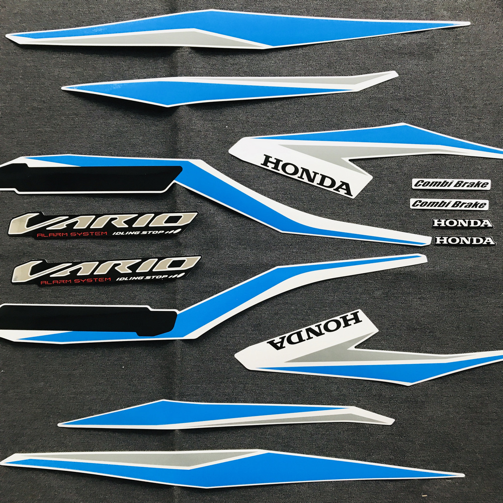 Bộ tem 3 lớp thái lan dán xe máy VARIO 2018 (màu trắng sọc xanh)