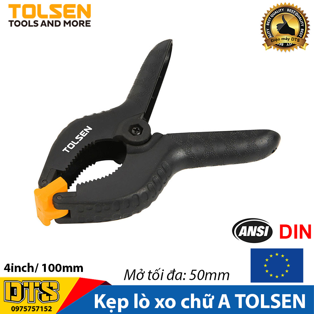 Kẹp lò xo kẹp gỗ, kẹp gỗ chữ A TOLSEN 4inch -  100mm, cơ khí thông minh - Tiêu chuẩn xuất khẩu Châu Âu