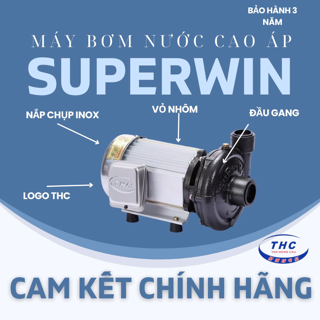 MÁY BƠM NƯỚC CAO ÁP SUPERWIN 1.5HP (HỌNG 49/42MM) - SP1100
