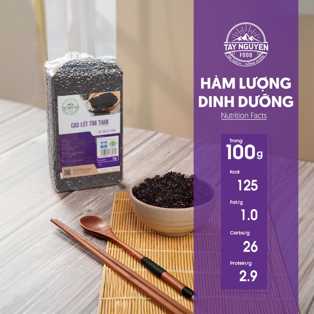 Gạo lứt tím than Sóc Trăng healthy, eatclean Tây Nguyên Food
