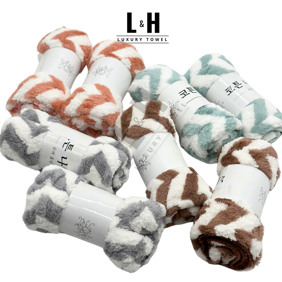 Khăn mặt lông cừu, zích zắc, kt 30x50cm