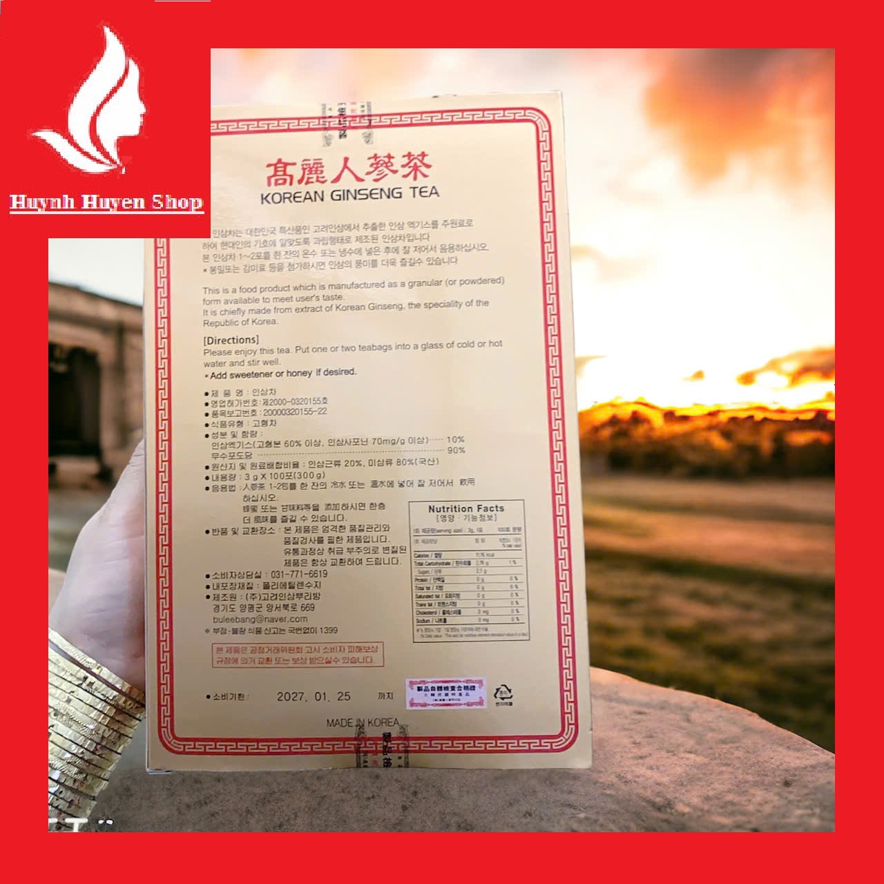 [Auth-Giá Sỉ] Trà sâm Hàn Quốc Korean Ginseng Tea Hàn Quốc hộp (100 gói*3g)