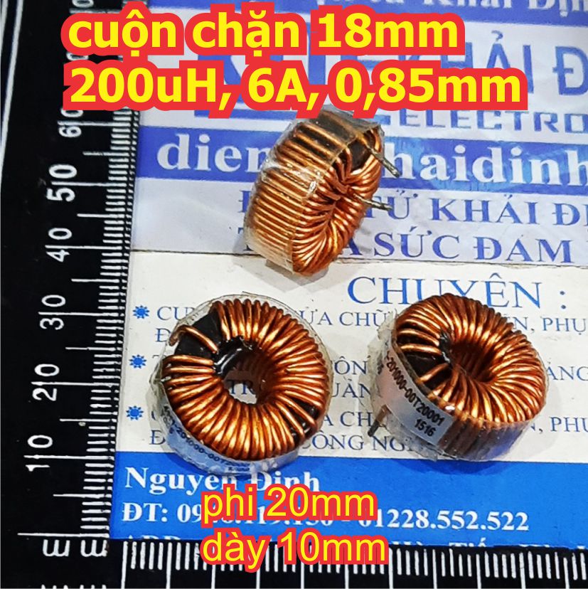 3 cái cuộn dây cuộn cảm cuộn chặn 18mm 200uH 6A, 0.85mm kde2312