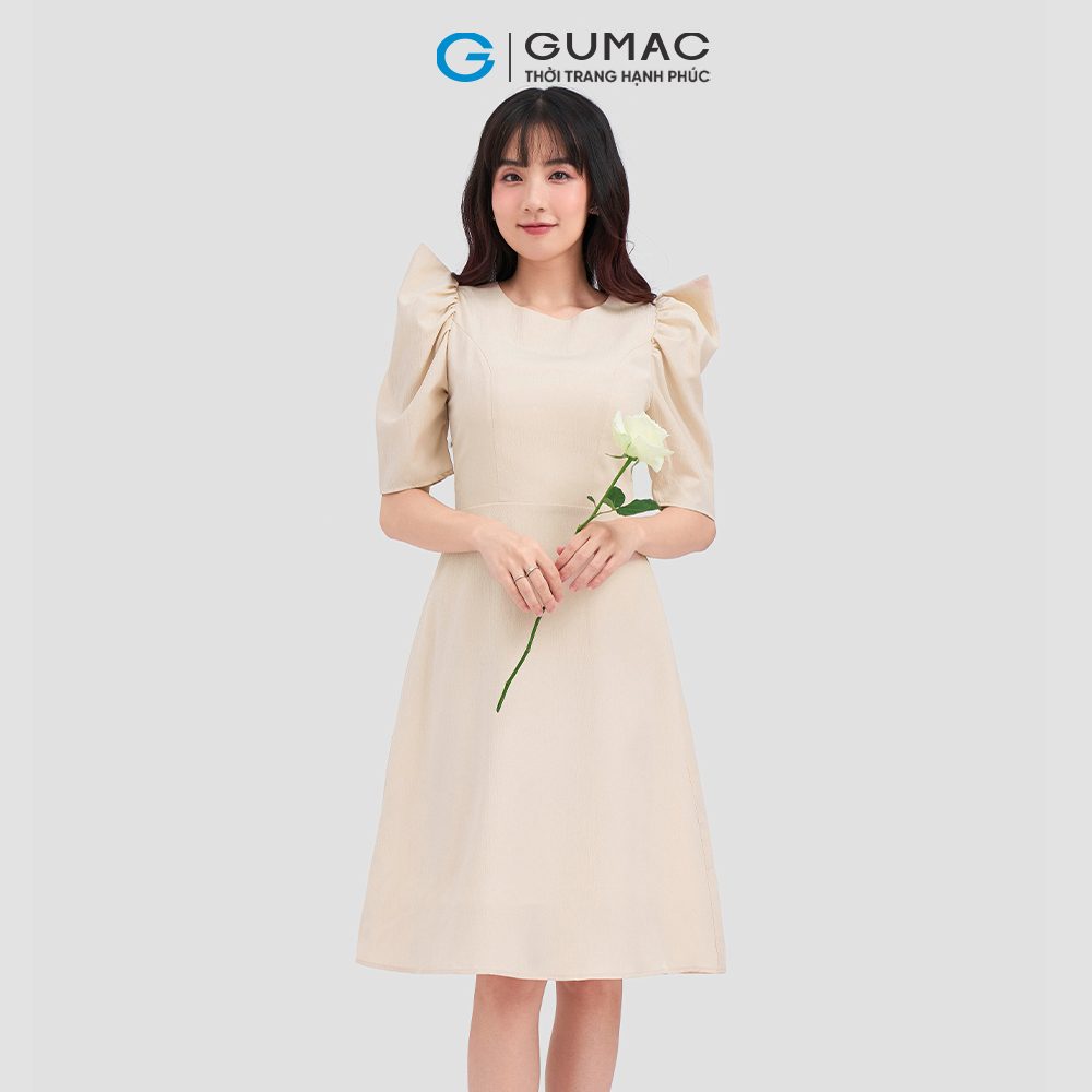 Đầm form A tay phồng DC12060 thời trang GUMAC