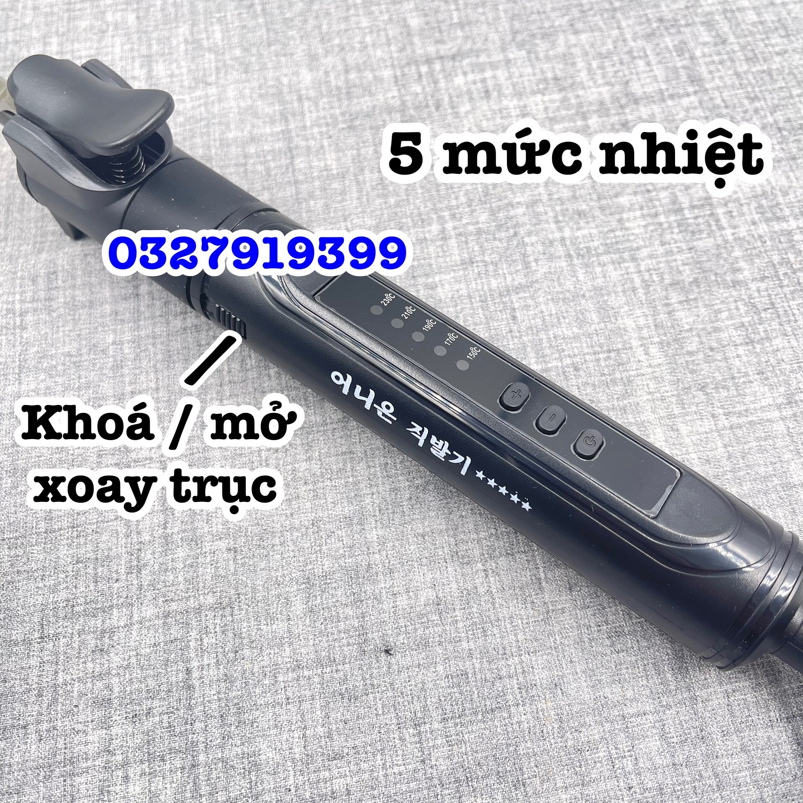 HQ PRO Máy uốn tóc xoay trục đủ size 9-32mm xoăn xù mì chỉnh nhiệt 170-230°C chất liệu gốm ion âm bảo hành 3 tháng