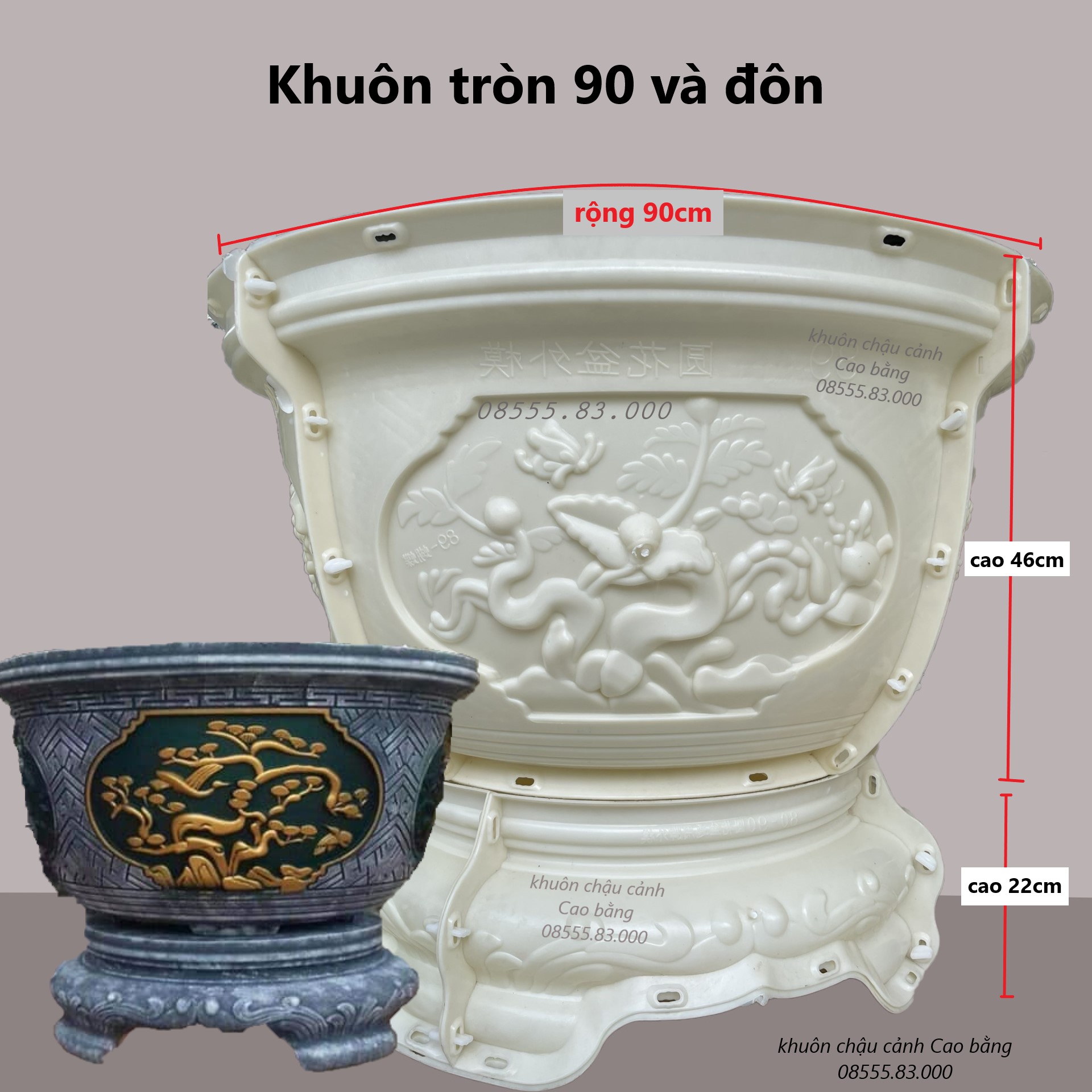 Khuôn đúc chậu cảnh tròn 90 và chân đôn ( khuôn ABS có lòng trong)