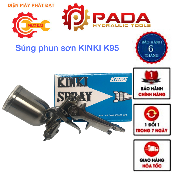 Súng phun sơn kinki k95 hàng cao cấp thương hiệu nhật bản làm bằng thép cao cấp chống gỉ dung tích 400ml lỗ phun 1.5mm