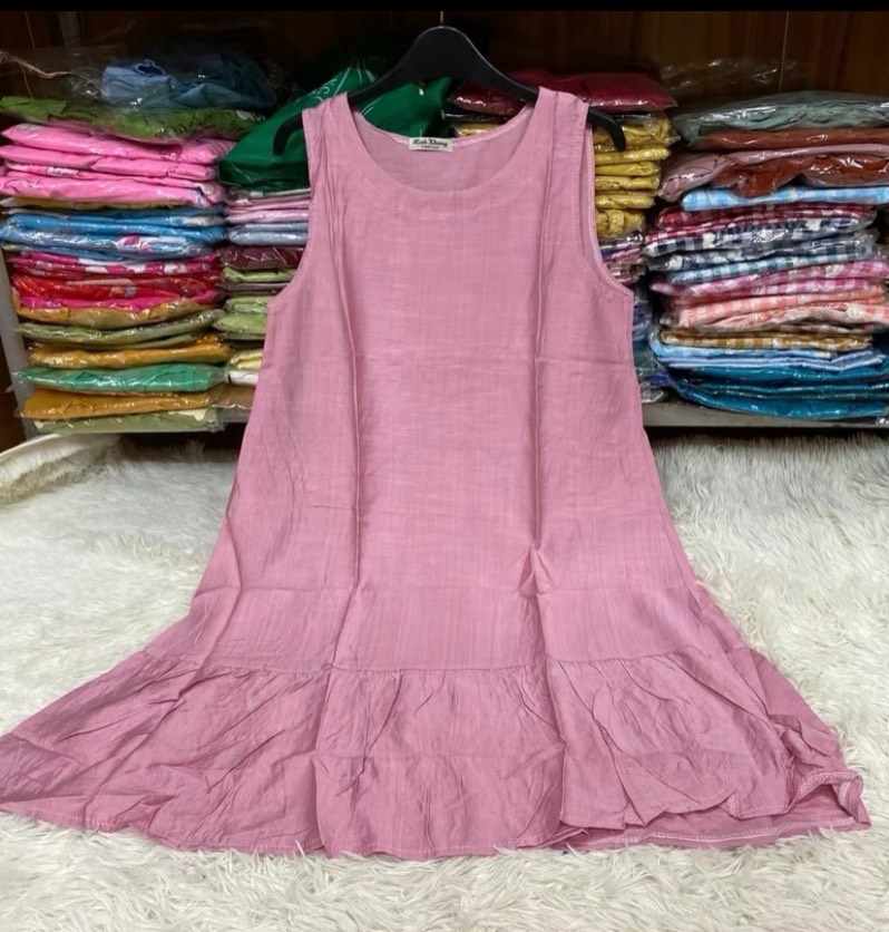 (Mới) Váy mặc nhà lanh lụa freesize rộng cực mềm mát