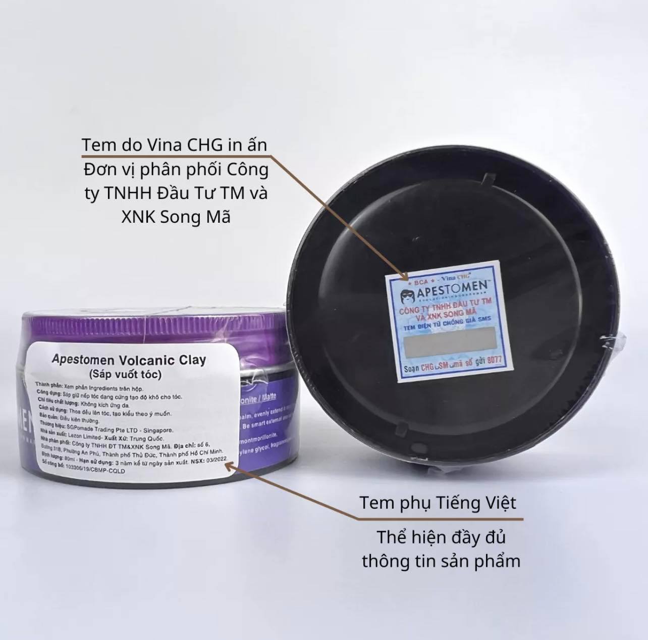 Sáp Vuốt Tóc Nam VOLCANIC CLAY APESTOMEN Cao Cấp - 80g