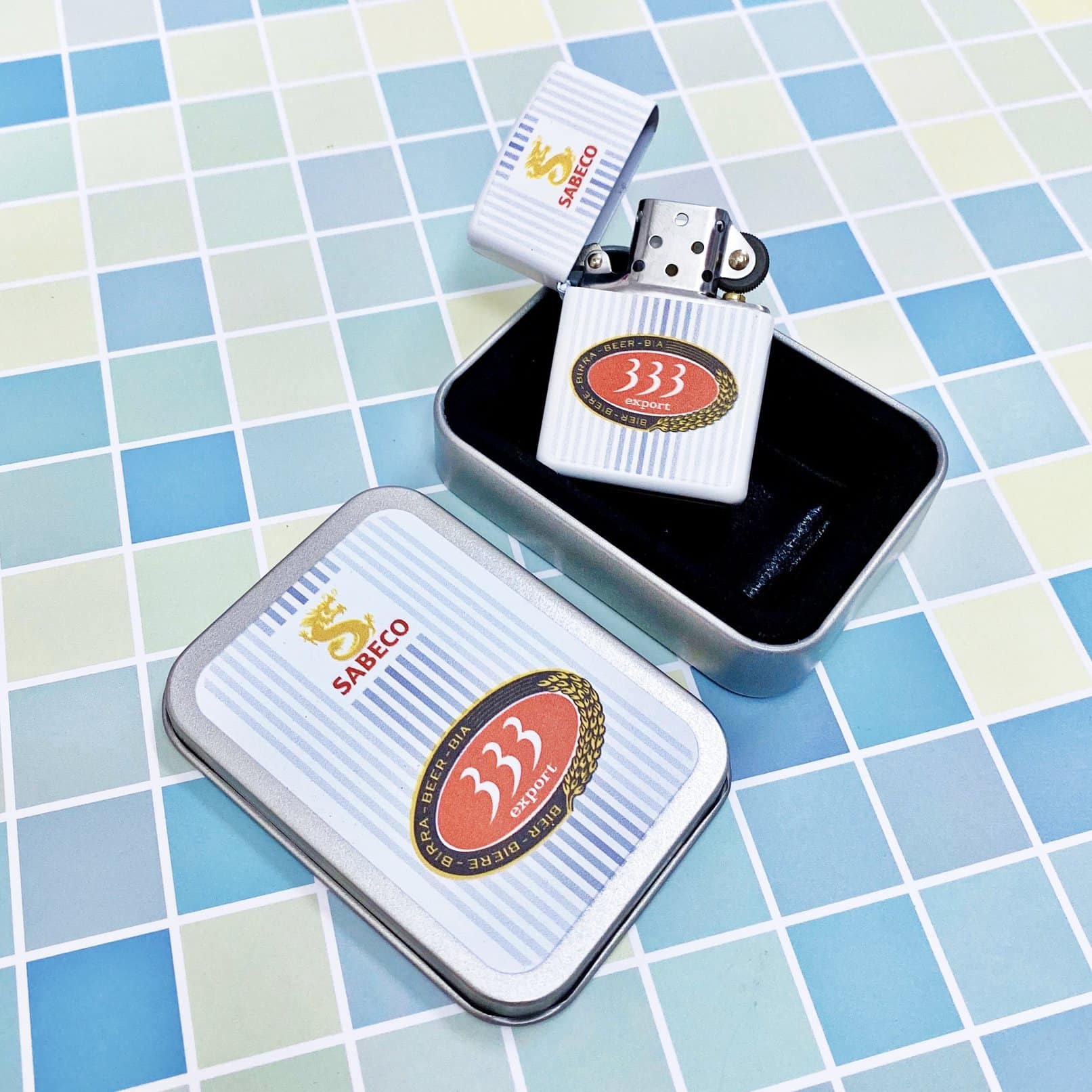 BẬT LỬA ZIPPO 2 MẶT LOGO BIA 333 GIÁ RẺ FULLBOX