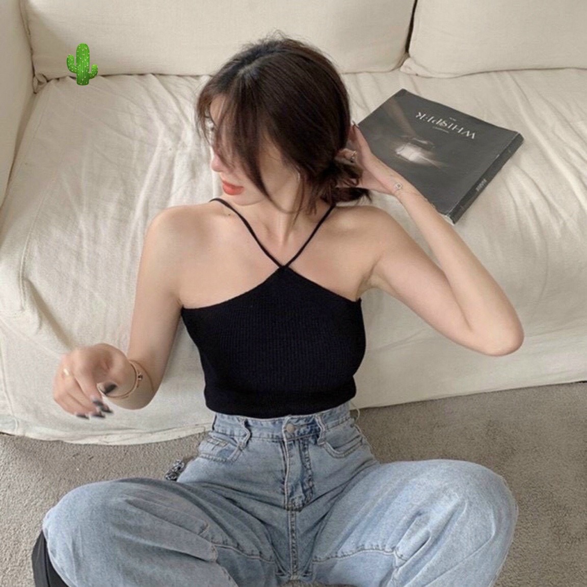 ÁO YẾM DÂY CHÉO TRƠN CROPTOP PHỐI ĐỒ TỐI GIẢN PC