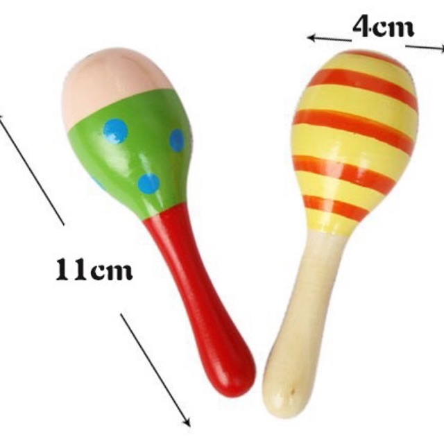 Lục lạc gỗ đầu tròn cho bé (Nhiều mẫu màu sinh động)
