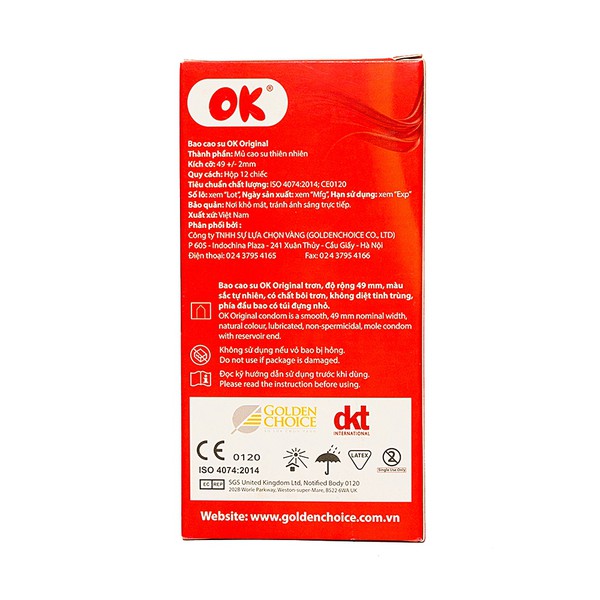 Bao Cao Su Ok Original Hộp 12 Cái