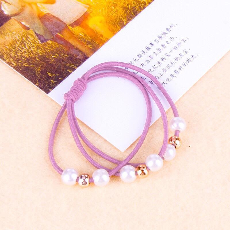 10 Dây buộc tóc hạt nhân tạo 3 vòng dây