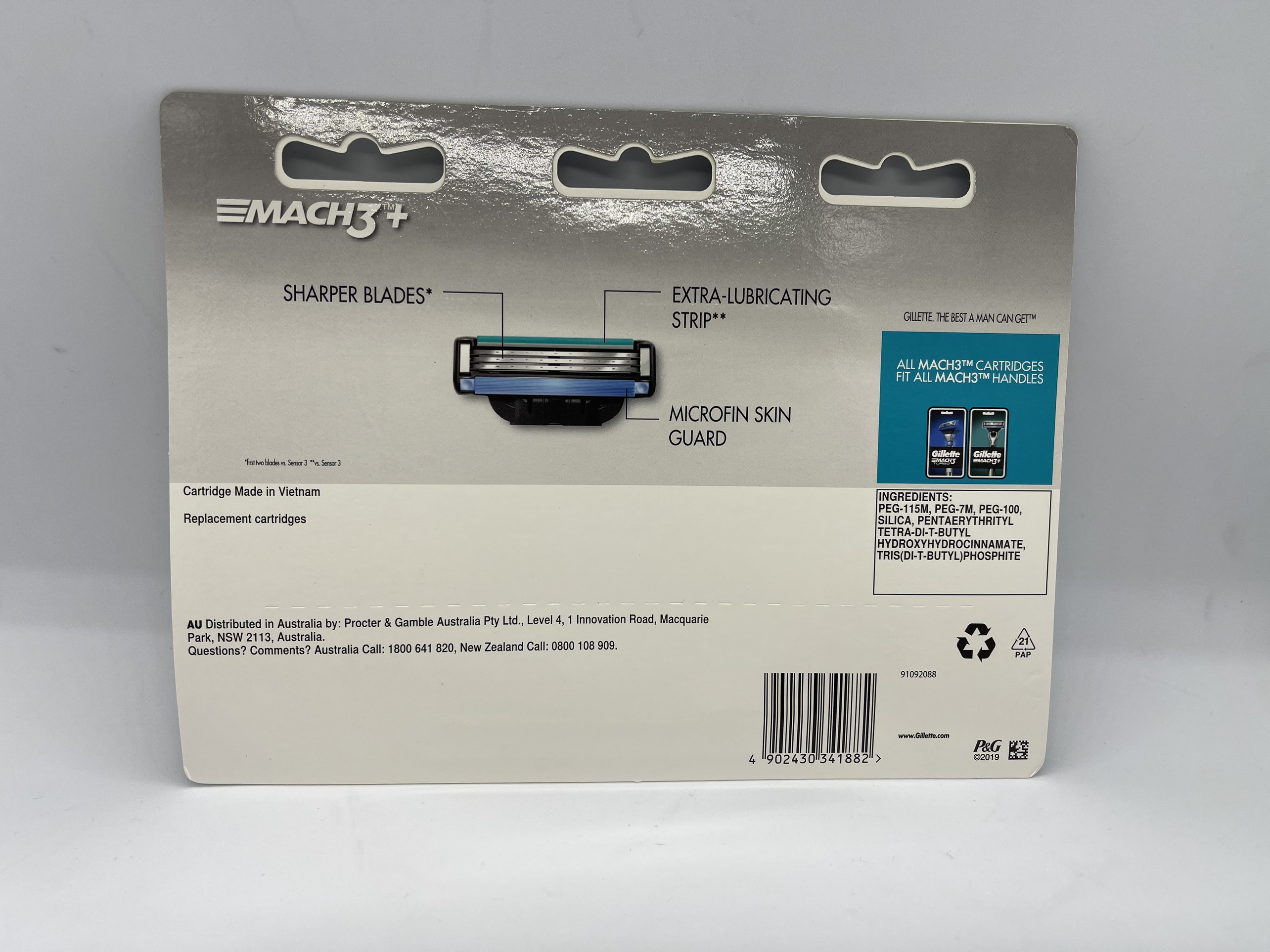 Lưỡi cạo râu Gillette Mach3+ Classic Vỉ 8 lưỡi