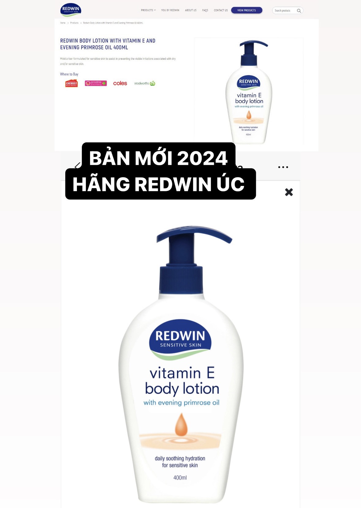 Dưỡng Thể Redwin Sensitive Skin Vitamin E Body Lotion 400ml
