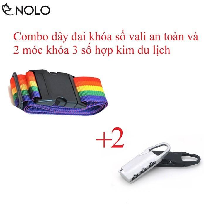 Combo 1 dây đai vali và 2 ổ khóa 3 số du lịch chắc chắn