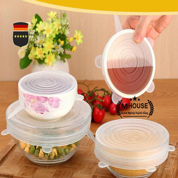 Combo 6 Nắp Đậy Silicon Co Giãn Bảo Quản Thức Ăn