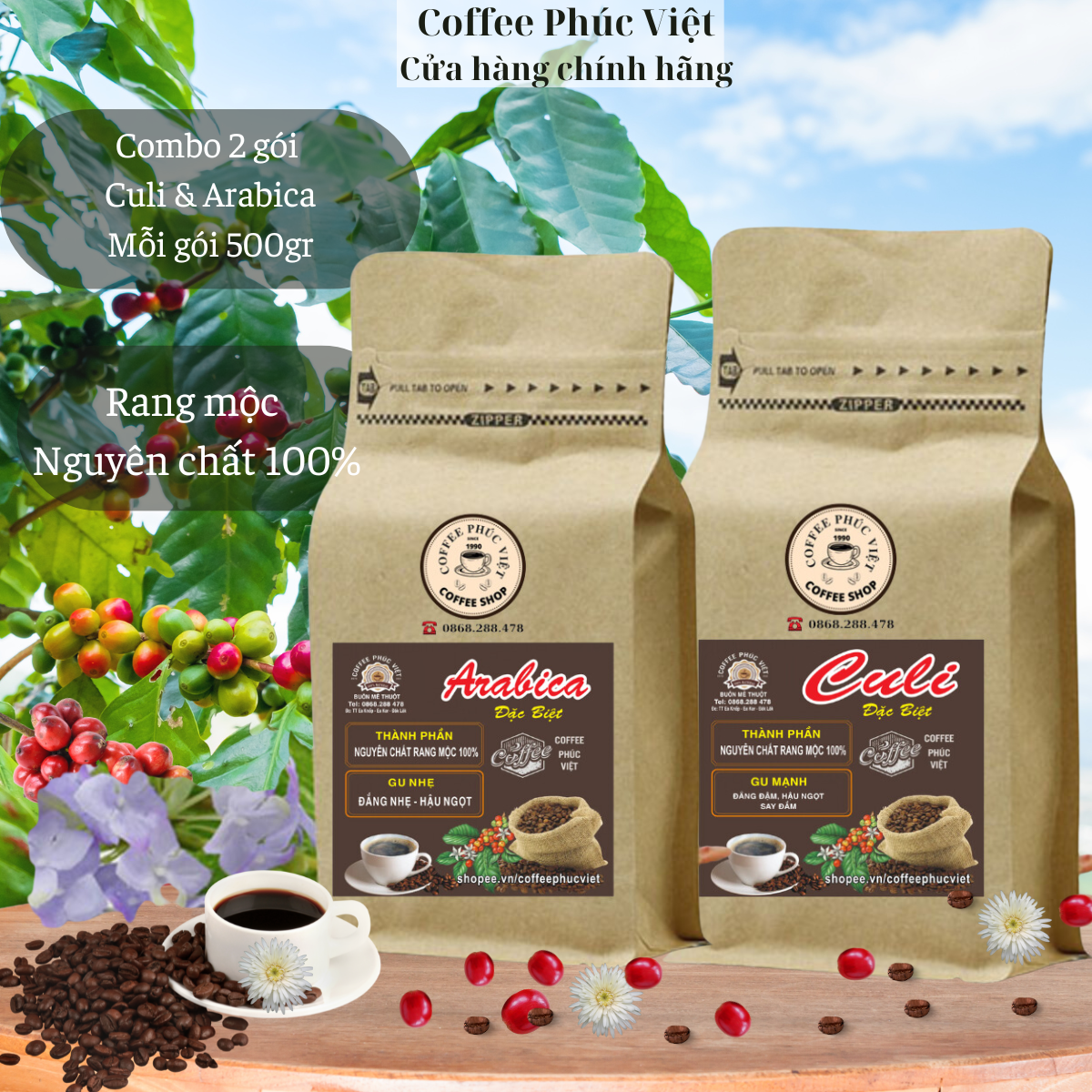 Cà phê culi và arabica rang mộc nguyên chất 100% từ vườn đắk lắk