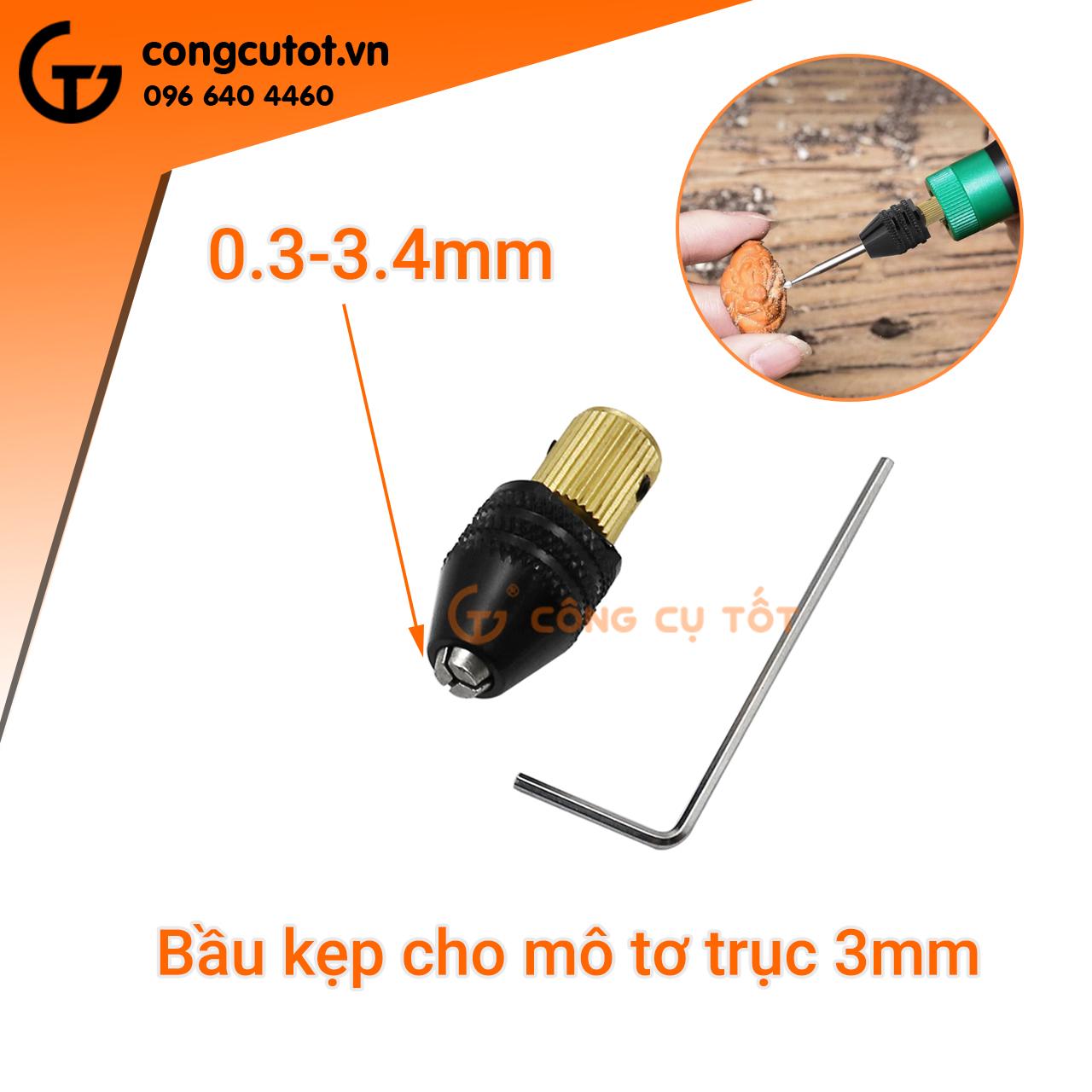 Đầu kẹp mũi khoan cho motor trục 3mm